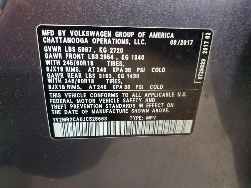Продаж на аукціоні авто 2018 Volkswagen Atlas, vin: 1V2MR2CA0JC525663, номер лоту: 65676726