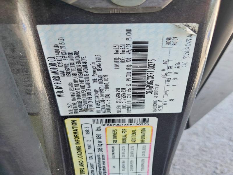 Aukcja sprzedaży 2016 Ford Fusion, vin: 3FA6P0G7XGR130375, numer aukcji: 65751736