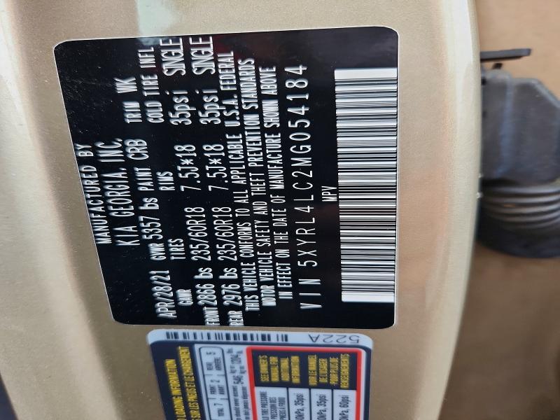 65251266 :رقم المزاد ، 5XYRL4LC2MG054184 vin ، 2021 Kia Sorento مزاد بيع