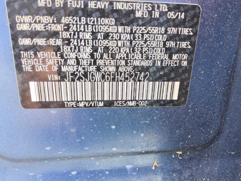 63143246 :رقم المزاد ، JF2SJGWC6FH452742 vin ، 2015 Subaru Forester مزاد بيع