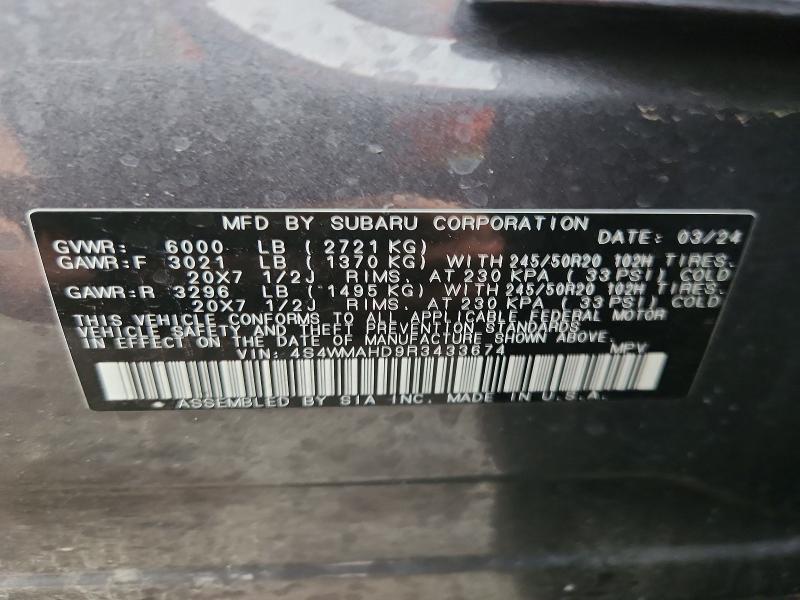 Продажа на аукционе авто 2024 Subaru Ascent, vin: 4S4WMAHD9R3433674, номер лота: 64605076