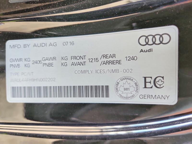 2017 Audi A5 მანქანა იყიდება აუქციონზე, vin: WAUL4AFH9HN002202, აუქციონის ნომერი: 65187166