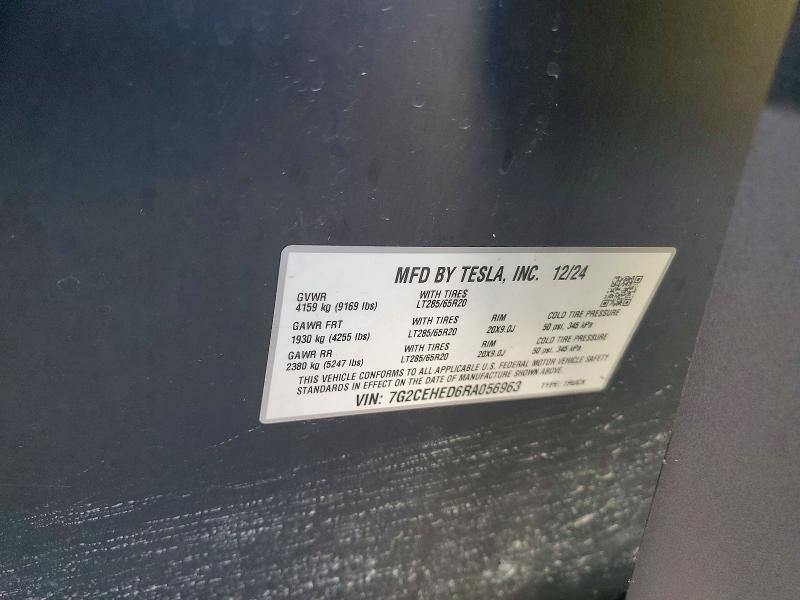 2024 Tesla Cybertruck მანქანა იყიდება აუქციონზე, vin: 7G2CEHED6RA056963, აუქციონის ნომერი: 65233796