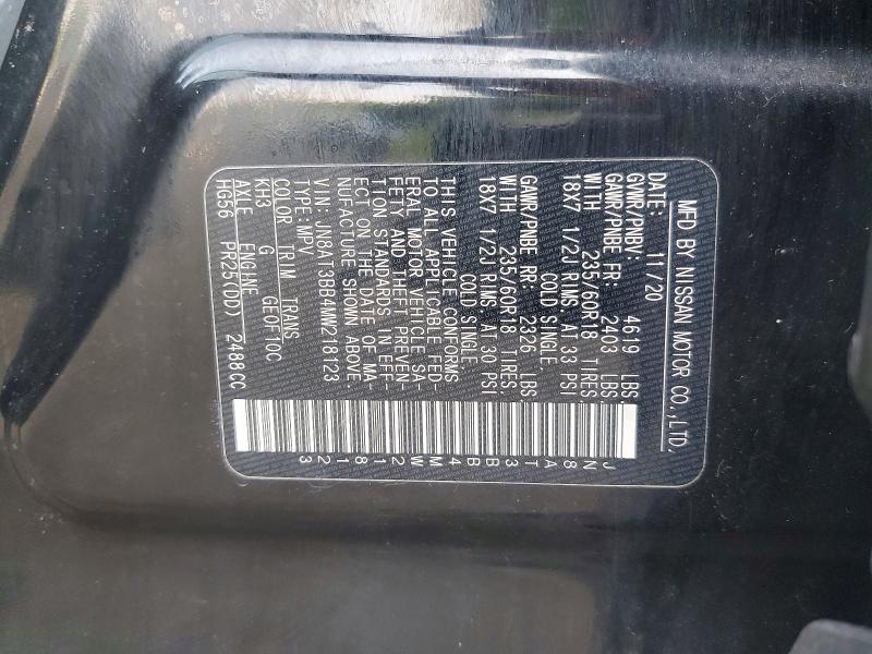 2021 Nissan Rogue მანქანა იყიდება აუქციონზე, vin: JN8AT3BB4MW218123, აუქციონის ნომერი: 64592066