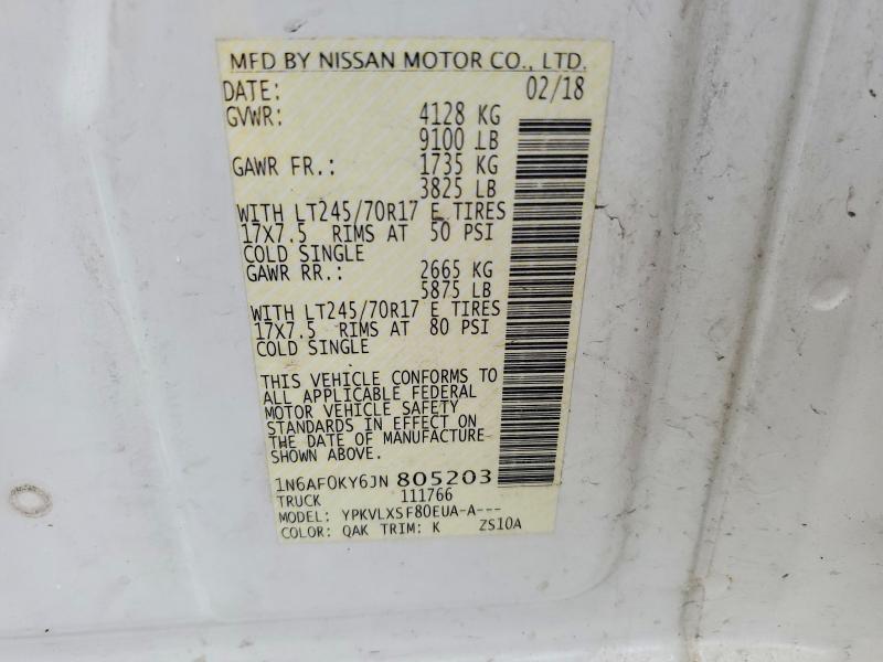 2018 Nissan Nv მანქანა იყიდება აუქციონზე, vin: 1N6AF0KY6JN805203, აუქციონის ნომერი: 64976276