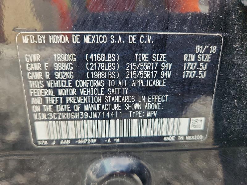 63449676 :رقم المزاد ، 3CZRU6H39JM714411 vin ، 2018 Honda Hr-v مزاد بيع