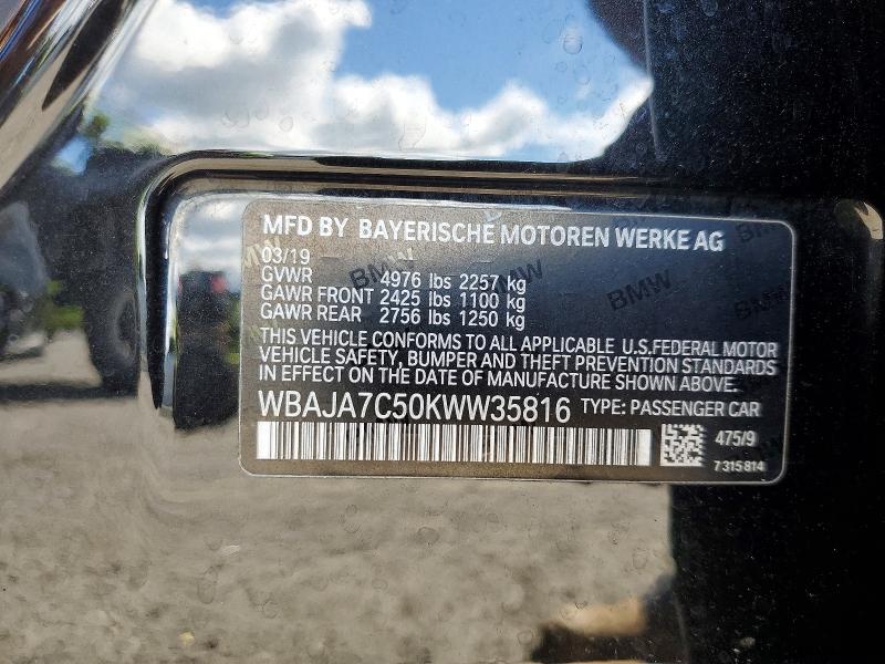 Aukcja sprzedaży 2019 Bmw 530, vin: WBAJA7C50KWW35816, numer aukcji: 66250916