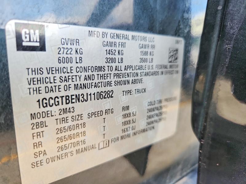 Продаж на аукціоні авто 2018 Chevrolet Colorado, vin: 1GCGTBEN3J1106282, номер лоту: 66654906