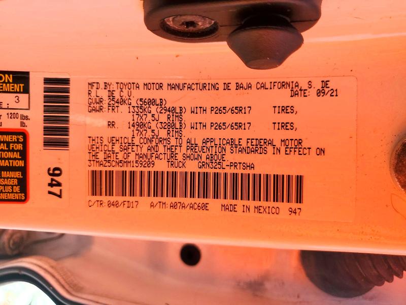65814766 :رقم المزاد ، 3TMAZ5CN5MM159209 vin ، 2021 Toyota Tacoma مزاد بيع