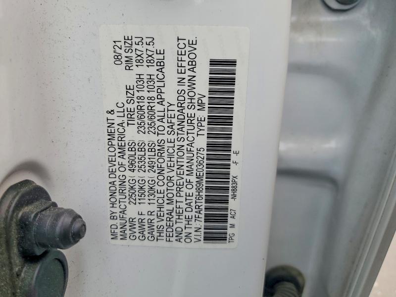 66589076 :رقم المزاد ، 7FART6H89ME036275 vin ، 2021 Honda Cr-v مزاد بيع