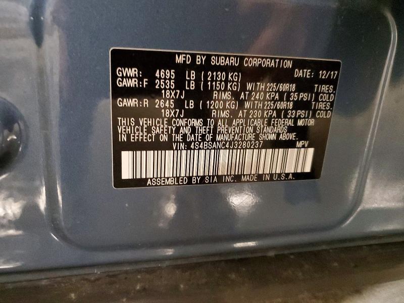 Aukcja sprzedaży 2018 Subaru Outback, vin: 4S4BSANC4J3280237, numer aukcji: 65295226