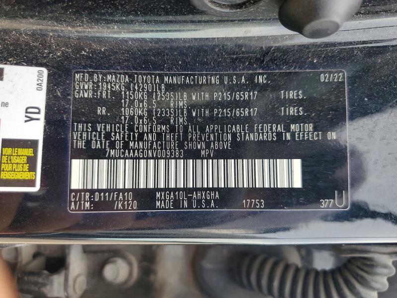 Aukcja sprzedaży 2022 Toyota Corolla Cross, vin: 7MUCAAAG0NV009383, numer aukcji: 64078086