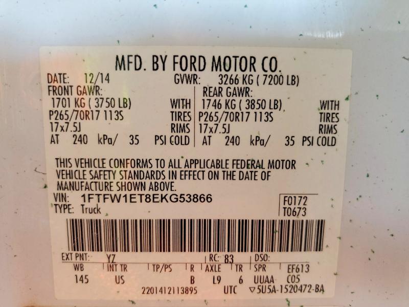 64331616 :رقم المزاد ، 1FTFW1ET8EKG53866 vin ، 2014 Ford F150 مزاد بيع