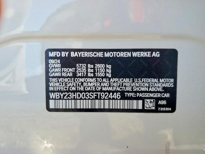 Продажа на аукционе авто 2025 Bmw I4, vin: WBY23HD03SFT92446, номер лота: 65034926