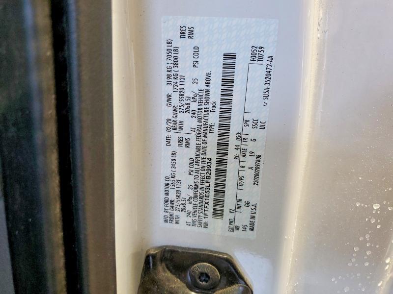 2020 Ford F150 მანქანა იყიდება აუქციონზე, vin: 1FTFX1E53LFB29934, აუქციონის ნომერი: 64454966