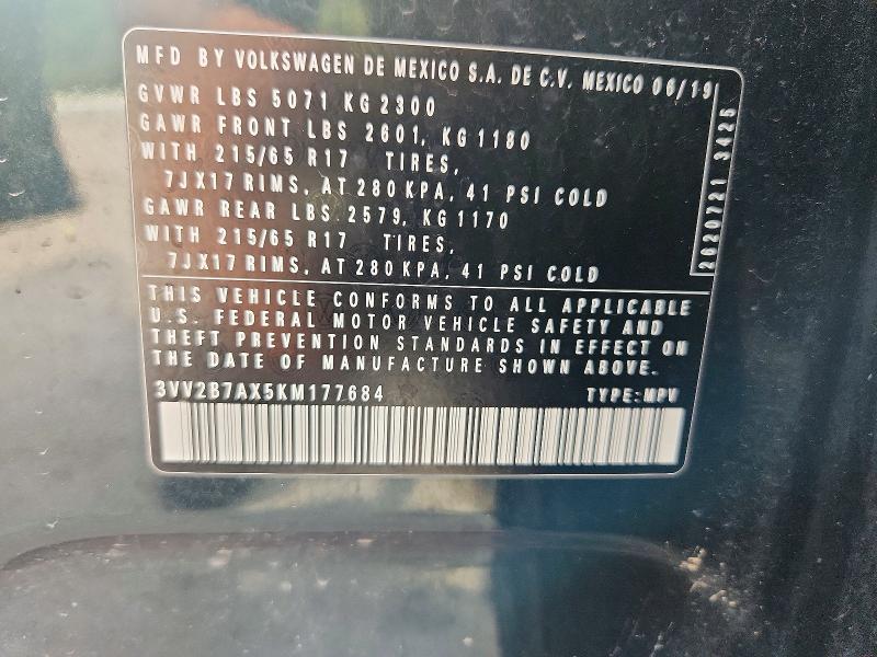 Aukcja sprzedaży 2019 Volkswagen Tiguan, vin: 3VV2B7AX5KM177684, numer aukcji: 66572626