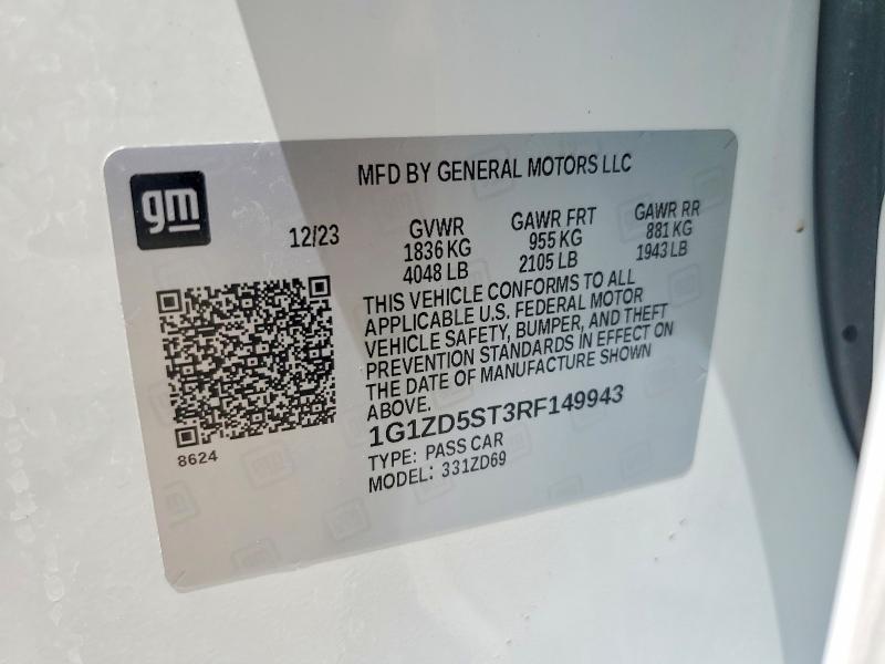 Aukcja sprzedaży 2024 Chevrolet Malibu, vin: 1G1ZD5ST3RF149943, numer aukcji: 64682076