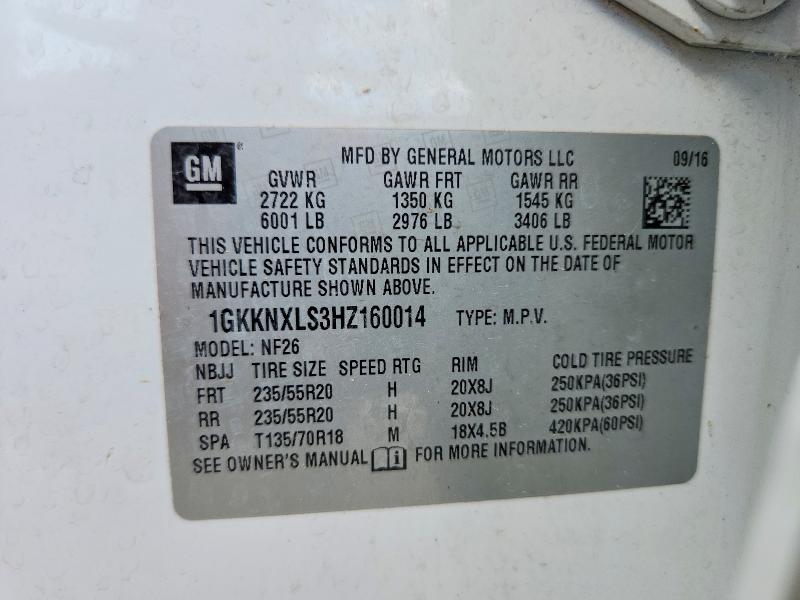 Продаж на аукціоні авто 2017 Gmc Acadia, vin: 1GKKNXLS3HZ160014, номер лоту: 65319116