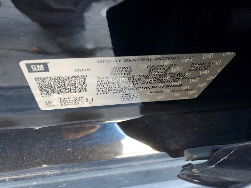 66589066 :رقم المزاد ، 1GKS2GKC9KR376895 vin ، 2019 Gmc Yukon Xl مزاد بيع