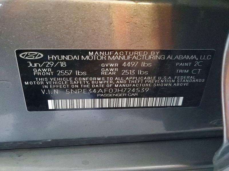 Aukcja sprzedaży 2018 Hyundai Sonata, vin: 5NPE34AF0JH724539, numer aukcji: 64328986