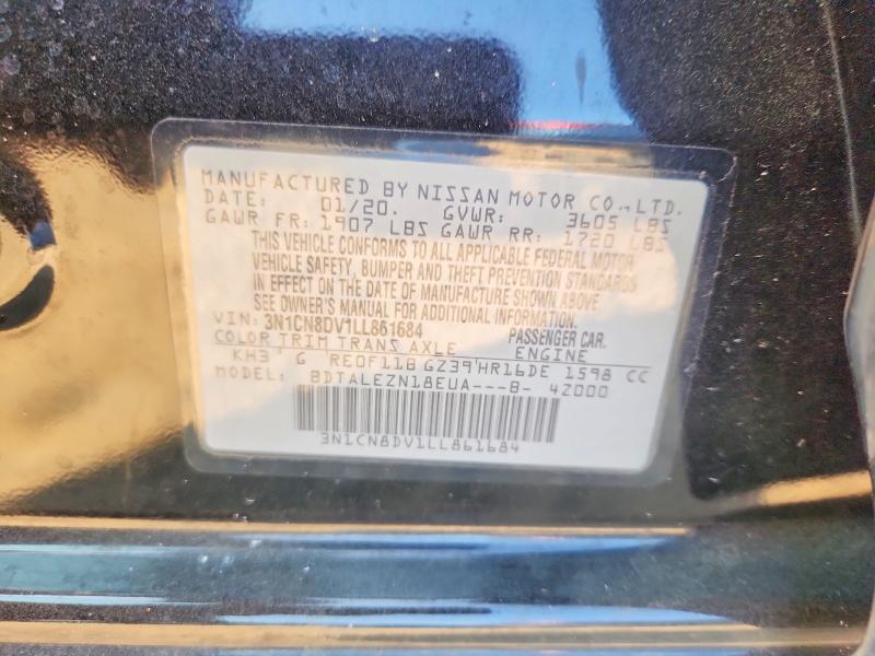 2020 Nissan Versa მანქანა იყიდება აუქციონზე, vin: 3N1CN8DV1LL861684, აუქციონის ნომერი: 67233356