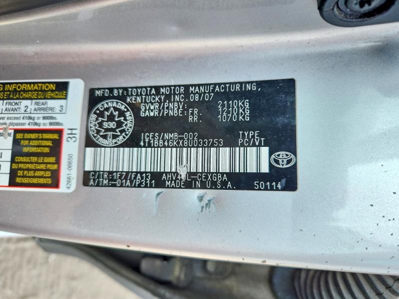 Aukcja sprzedaży 2008 Toyota Camry, vin: 4T1BB46KX8U033753, numer aukcji: 64295896