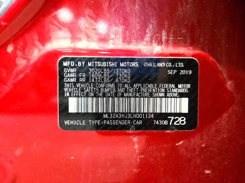 Aukcja sprzedaży 2020 Mitsubishi Mirage, vin: ML32A3HJ3LH001124, numer aukcji: 64327116