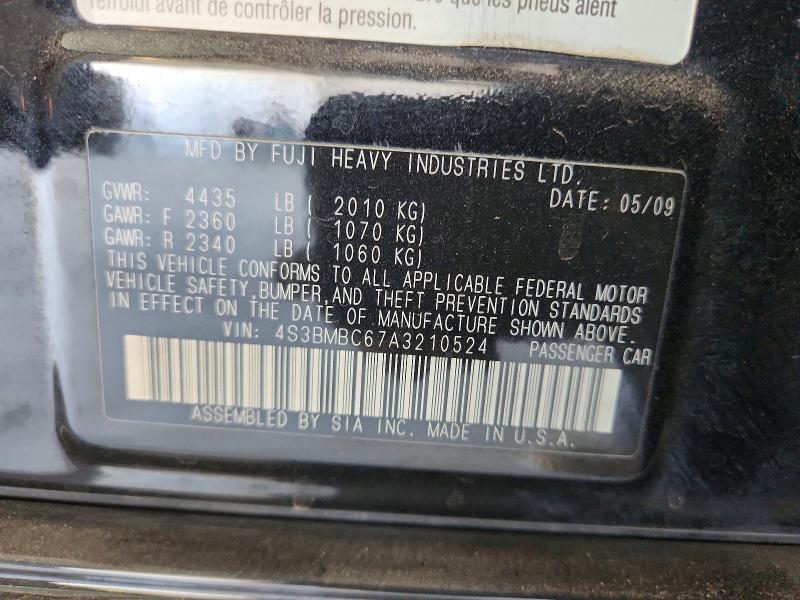 Aukcja sprzedaży 2010 Subaru Legacy, vin: 4S3BMBC67A3210524, numer aukcji: 65630586