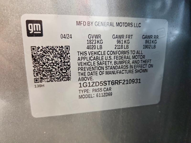 64196836 :رقم المزاد ، 1G1ZD5ST6RF210931 vin ، 2024 Chevrolet Malibu مزاد بيع