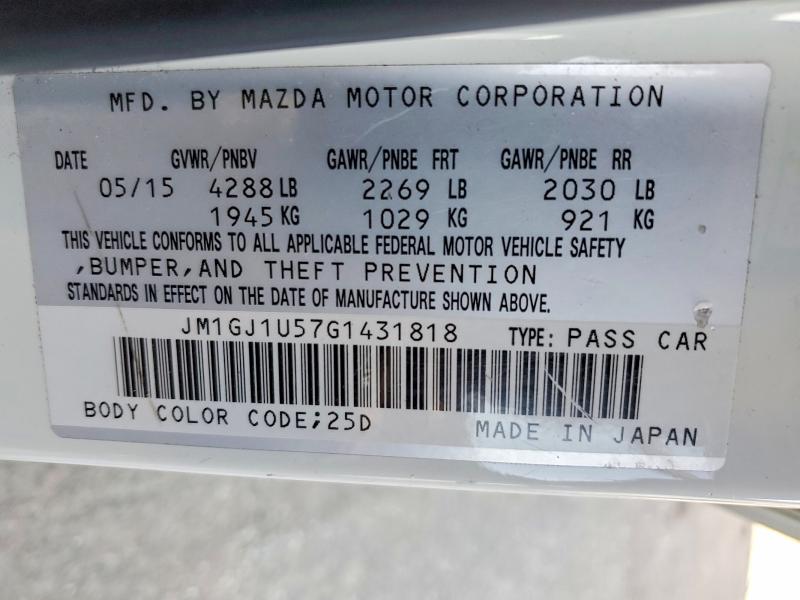 Aukcja sprzedaży 2016 Mazda 6, vin: JM1GJ1U57G1431818, numer aukcji: 65402876