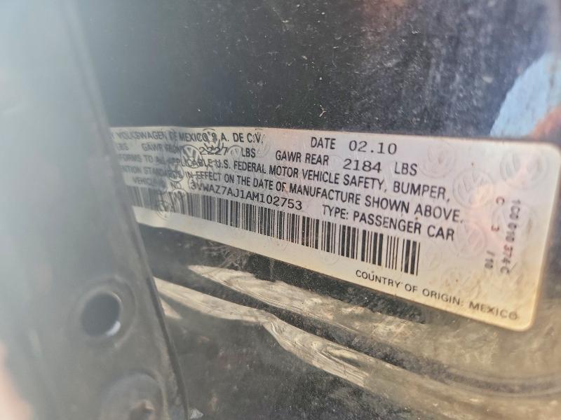 Aukcja sprzedaży 2010 Volkswagen Jetta, vin: 3VWAZ7AJ1AM102753, numer aukcji: 66052626