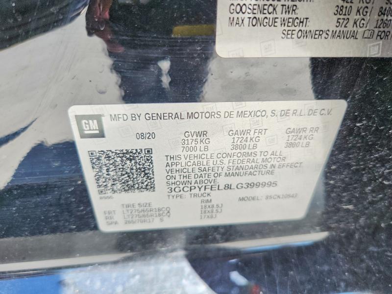 66760436 :رقم المزاد ، 3GCPYFEL8LG399995 vin ، 2020 Chevrolet Silverado مزاد بيع