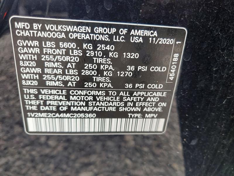 Aukcja sprzedaży 2021 Volkswagen Atlas Cross Sport, vin: 1V2ME2CA4MC205360, numer aukcji: 61769566