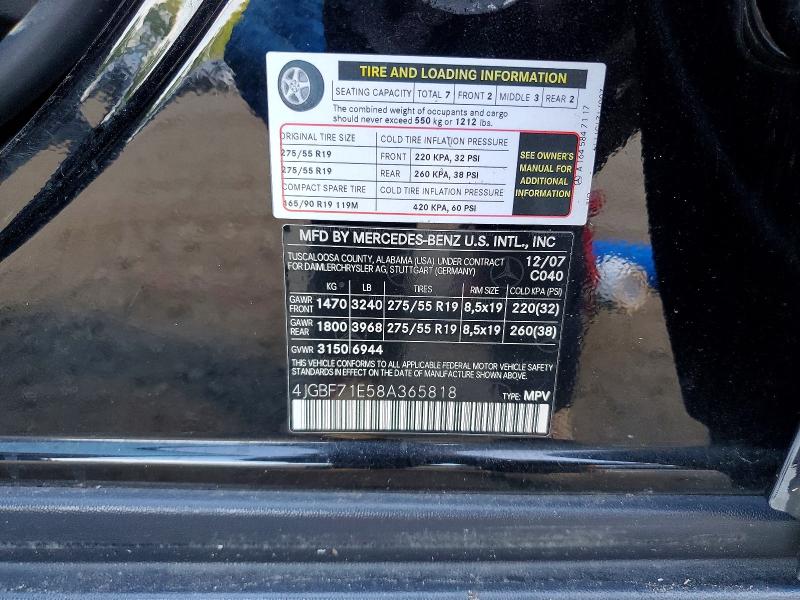 66711946 :رقم المزاد ، 4JGBF71E58A365818 vin ، 2008 Mercedes-benz Gl مزاد بيع
