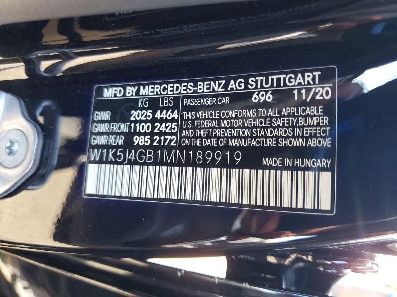Aukcja sprzedaży 2021 Mercedes-benz Cla, vin: W1K5J4GB1MN189919, numer aukcji: 65043856