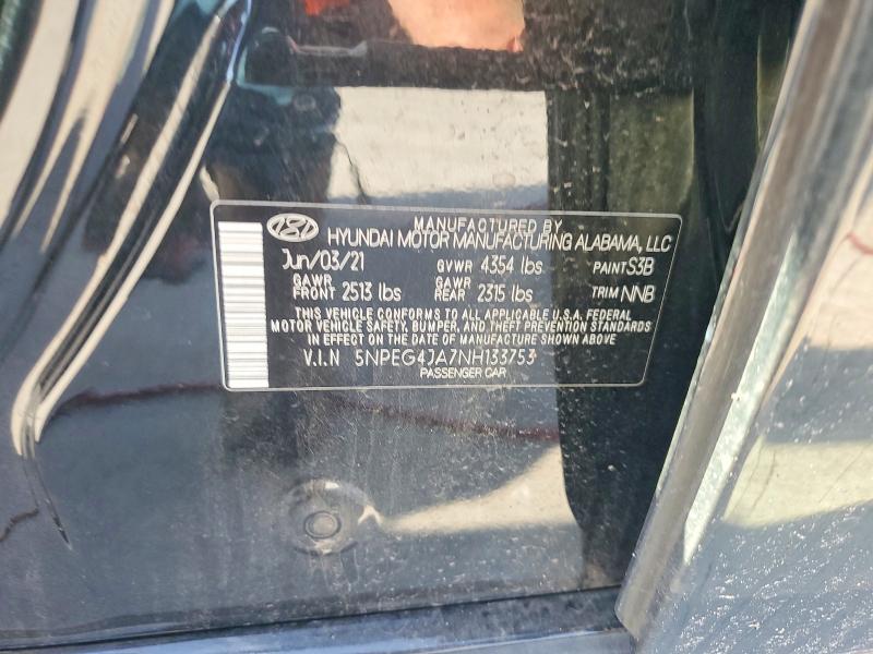 2022 Hyundai Sonata მანქანა იყიდება აუქციონზე, vin: 5NPEG4JA7NH133753, აუქციონის ნომერი: 64447716