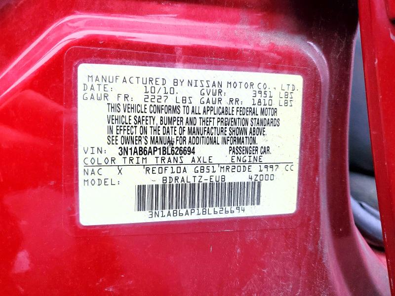 Продажа на аукционе авто 2011 Nissan Sentra, vin: 3N1AB6AP1BL626694, номер лота: 63596216