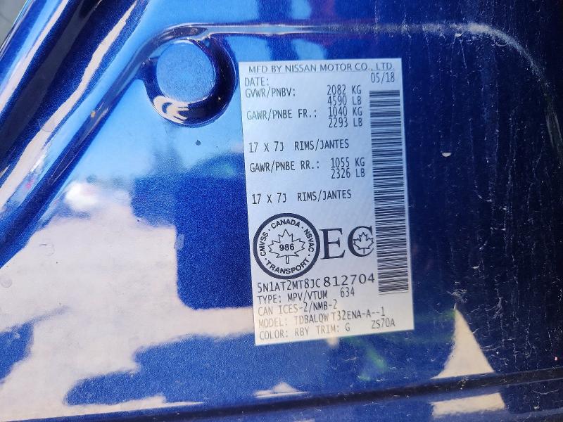 Aukcja sprzedaży 2018 Nissan Rogue, vin: 5N1AT2MT8JC812704, numer aukcji: 65196216
