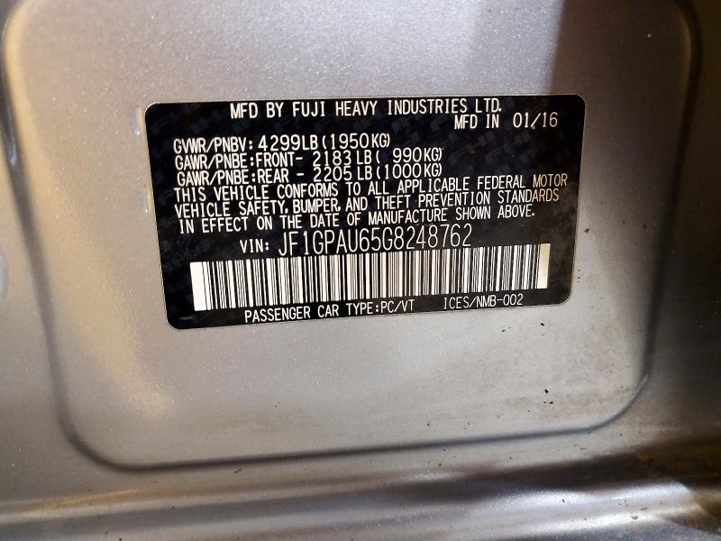 Aukcja sprzedaży 2016 Subaru Impreza, vin: JF1GPAU65G8248762, numer aukcji: 66441106