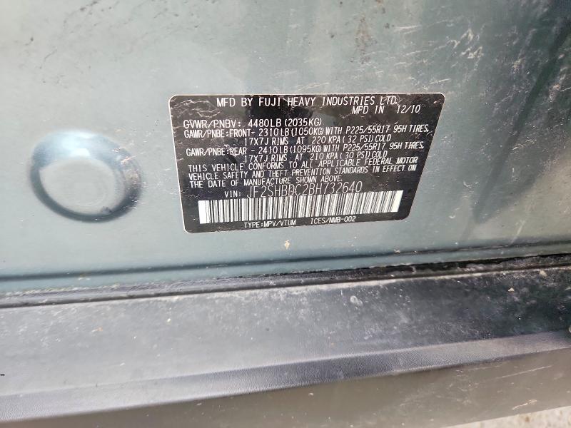 64227786 :رقم المزاد ، JF2SHBDC2BH732640 vin ، 2011 Subaru Forester مزاد بيع
