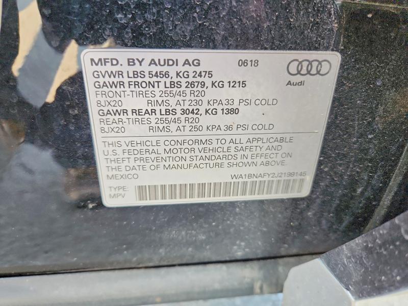 66288896 :رقم المزاد ، WA1BNAFY2J2199145 vin ، 2018 Audi Q5 مزاد بيع