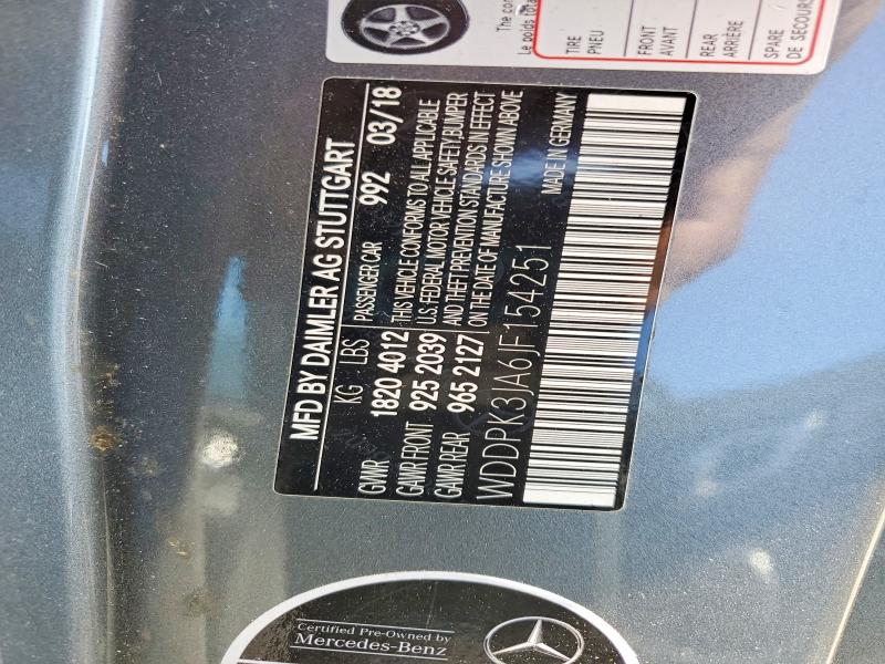 2018 Mercedes-benz Slc მანქანა იყიდება აუქციონზე, vin: WDDPK3JA6JF154251, აუქციონის ნომერი: 67154006