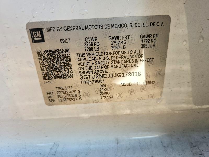 66285306 :رقم المزاد ، 3GTU2NEJ1JG173016 vin ، 2018 Gmc Sierra مزاد بيع