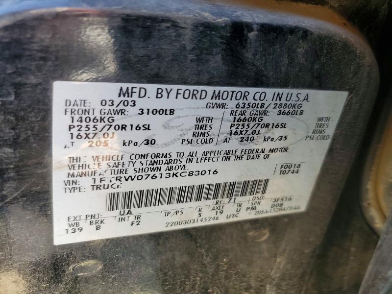 Aukcja sprzedaży 2003 Ford F150, vin: 1FTRW07613KC83016, numer aukcji: 67179096