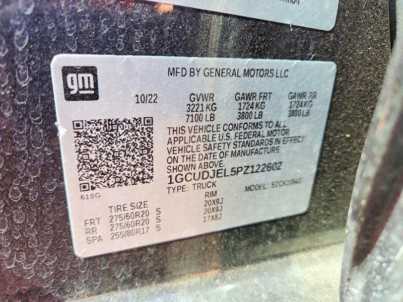 Aukcja sprzedaży 2023 Chevrolet Silverado, vin: 1GCUDJEL5PZ122602, numer aukcji: 65984156