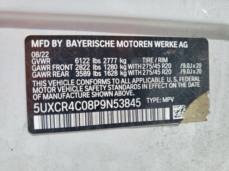 65437966 :رقم المزاد ، 5UXCR4C08P9N53845 vin ، 2023 Bmw X5 مزاد بيع
