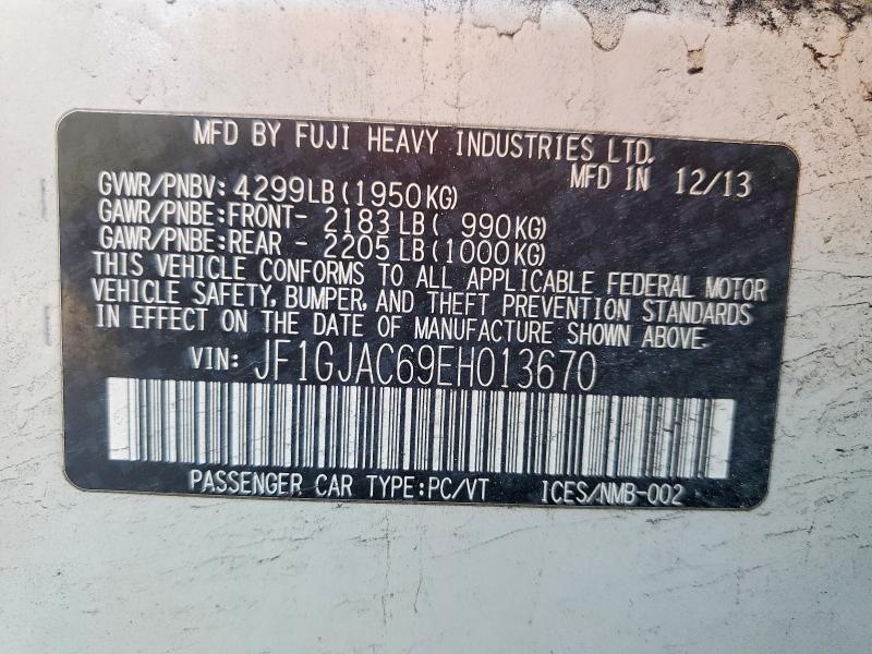 Продажа на аукционе авто 2014 Subaru Impreza, vin: JF1GJAC69EH013670, номер лота: 63947586