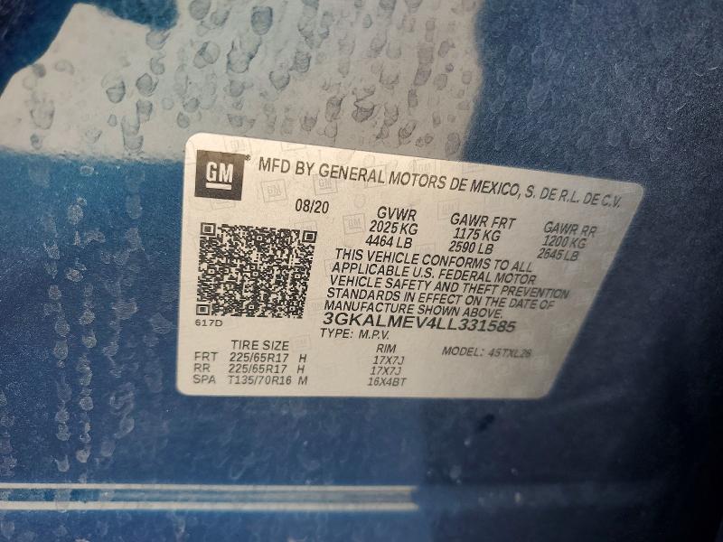 2020 Gmc Terrain მანქანა იყიდება აუქციონზე, vin: 3GKALMEV4LL331585, აუქციონის ნომერი: 63398296