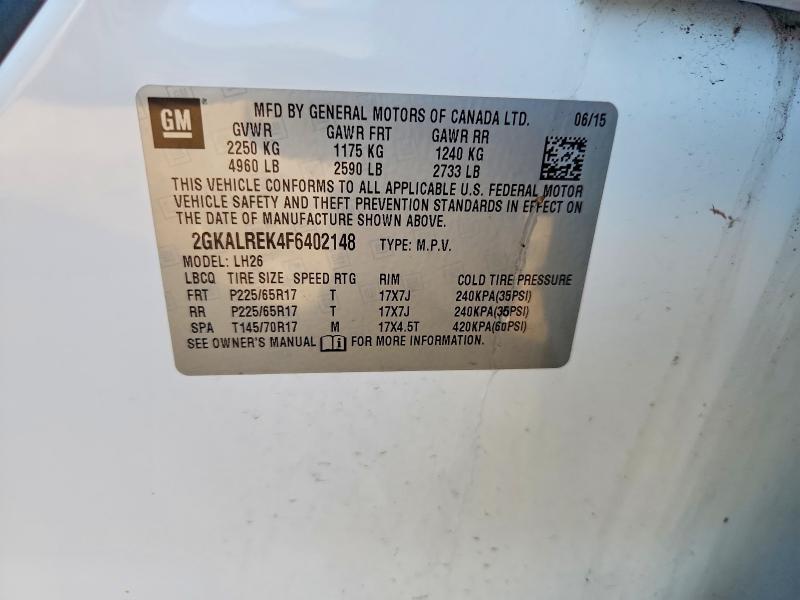 65889776 :رقم المزاد ، 2GKALREK4F6402148 vin ، 2015 Gmc Terrain مزاد بيع