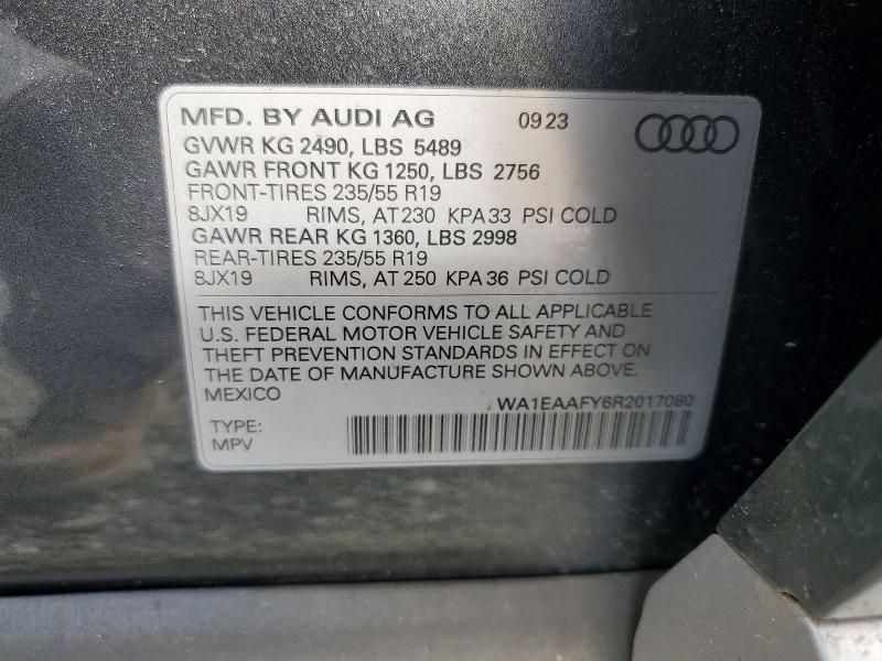 2024 Audi Q5 მანქანა იყიდება აუქციონზე, vin: WA1EAAFY6R2017080, აუქციონის ნომერი: 66113536